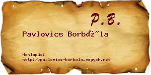 Pavlovics Borbála névjegykártya